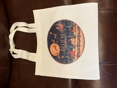 Folk Art Believe Santa Canvas Totebag Tote Bag 13